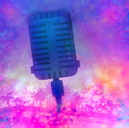 Banner with microphone for karaoke partiesの写真素材