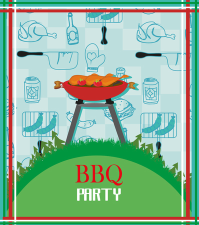 Barbecue Party menu card Invitationのイラスト素材