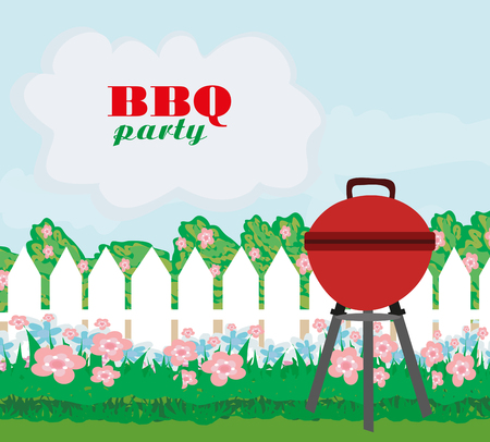 Illustration of backyard barbecue.のイラスト素材