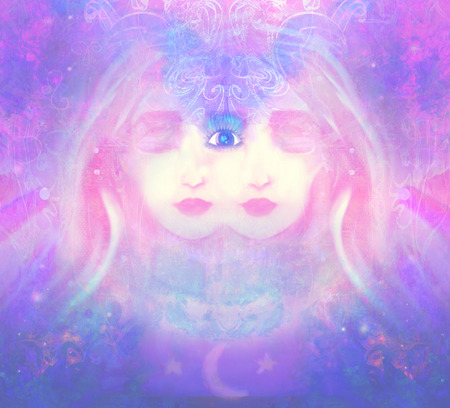 Woman with third eye, psychic supernatural sensesの写真素材