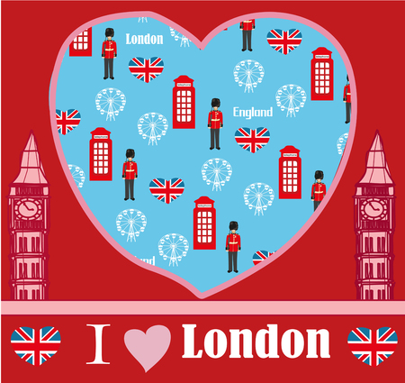 London landmarks symbols cardのイラスト素材