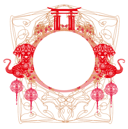 Chinese zodiac the year of Dogのイラスト素材