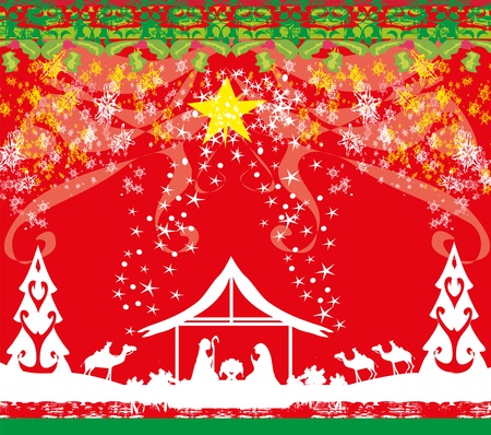 Birth of Jesus in Bethlehem cardのイラスト素材