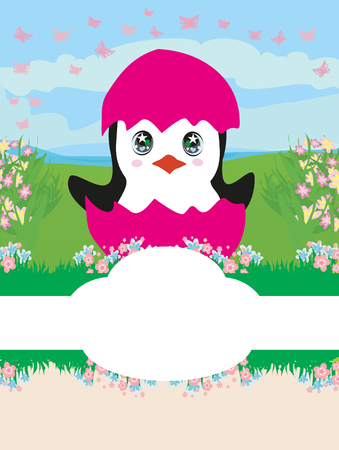 Baby shower card design with penguinのイラスト素材