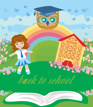 Girl going to schoolのイラスト素材