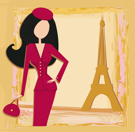 women Shopping in Paris cardのイラスト素材