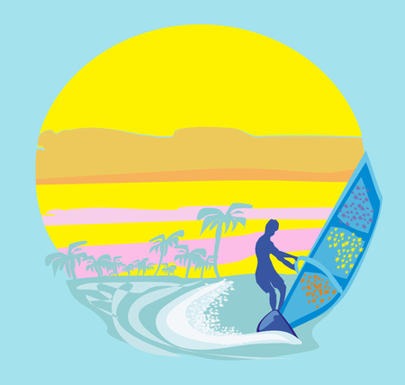 Windsurfer on the waveのイラスト素材