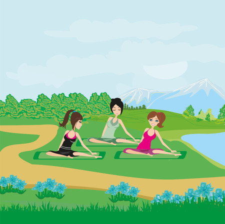 Exercises in the parkのイラスト素材