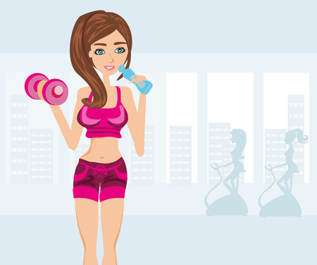 Girls exercising in a gymのイラスト素材