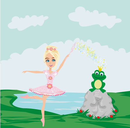 Frog with a crown And fairy ballerinaのイラスト素材