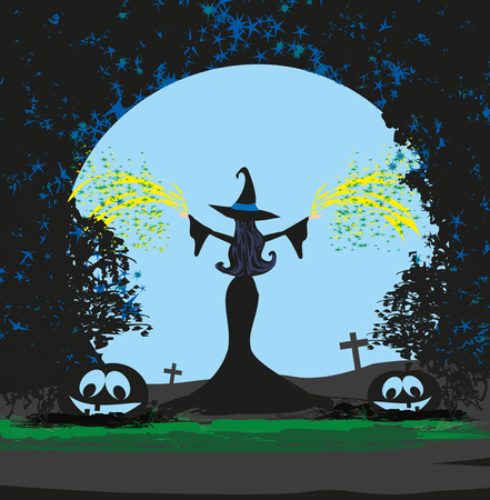 Magical witch casting a magic spellのイラスト素材