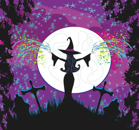 Magical witch casting a magic spellのイラスト素材