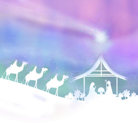 Birth of Jesus in Bethlehem - abstract cardの写真素材