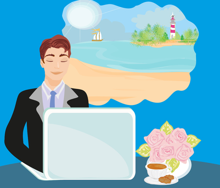 Office worker of a dream of a summer vacation.のイラスト素材