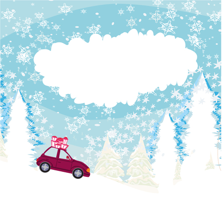 Car with christmas gift boxのイラスト素材