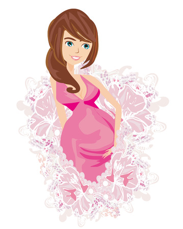 Beautiful pregnant girl cardのイラスト素材