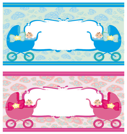 Newborn set banners.Two colors for boys and girls.のイラスト素材