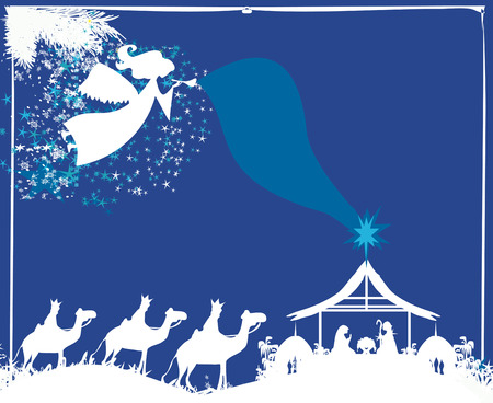 Christmas religious nativity sceneのイラスト素材