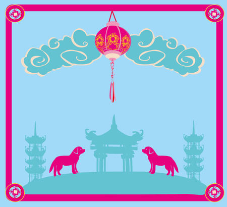 Chinese zodiac the year of Dog - cardのイラスト素材