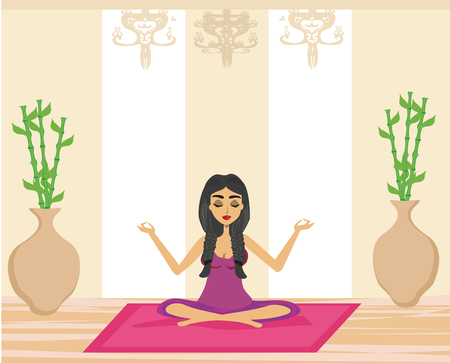 Young woman in yoga pose icon.のイラスト素材