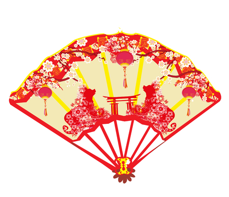 fan card - Chinese zodiac the year of Dog vector illustrationのイラスト素材