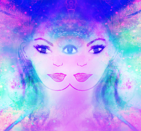 Woman with third eye, psychic supernatural sensesの写真素材