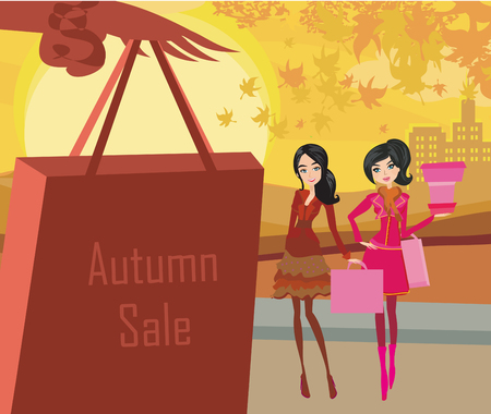 Autumn Shopping cardのイラスト素材