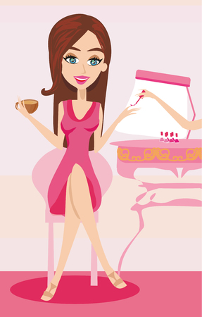 Young lady doing manicure in beauty salonのイラスト素材
