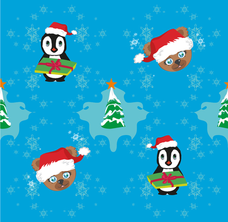 A Seamless Christmas pattern on plain backgroundのイラスト素材