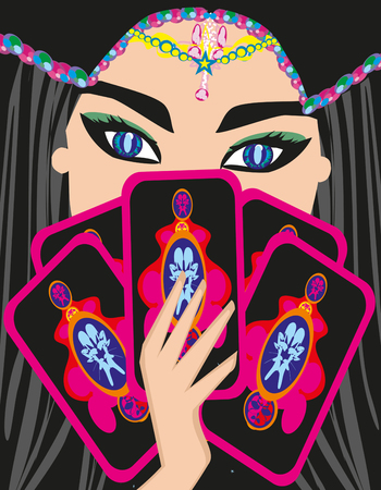 The Fortuneteller woman reads the future with cardsのイラスト素材