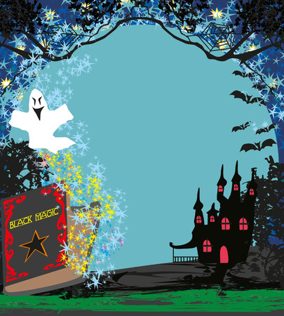 Magic book with ghost storiesのイラスト素材