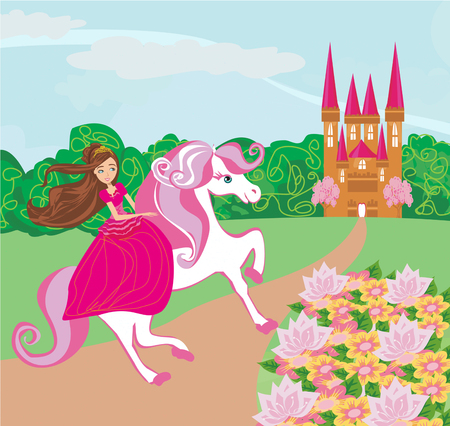 The Beautiful princess and her cute horse.のイラスト素材