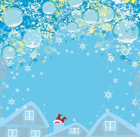 Santa Claus stuck in the chimney - funny Christmas cardのイラスト素材