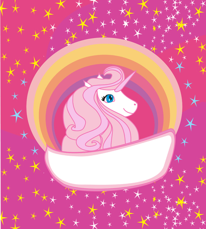 Card with a cute unicorn.のイラスト素材