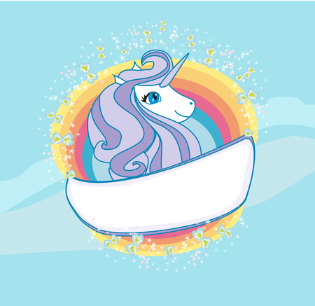 Card with a cute unicorn rainbowのイラスト素材