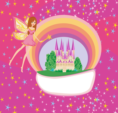 Magic world of tales, castle illustrationのイラスト素材