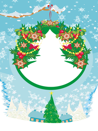 Christmas greeting card, vector illustrationのイラスト素材