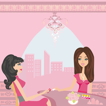Girl doing manicure in beauty salonのイラスト素材