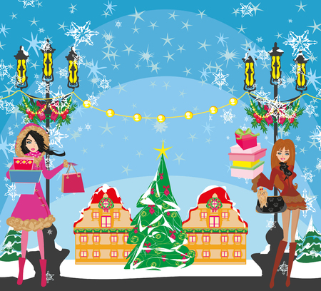 Christmas shoppingのイラスト素材