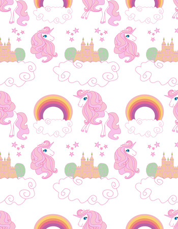 Cute seamless pattern with unicornsのイラスト素材