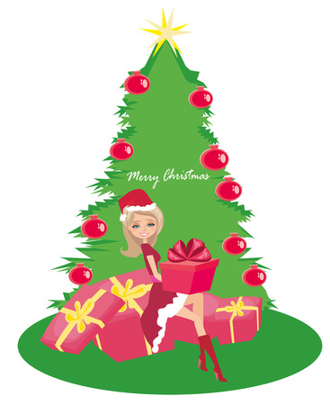Beautiful girl in Christmas inspired costumeのイラスト素材