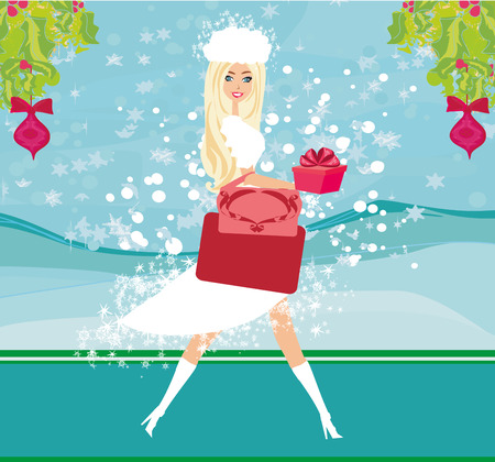 Christmas shopping - winter sale cardのイラスト素材