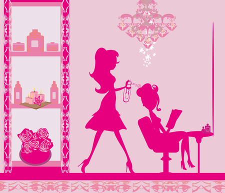 Illustration of woman in hairdressing salonのイラスト素材