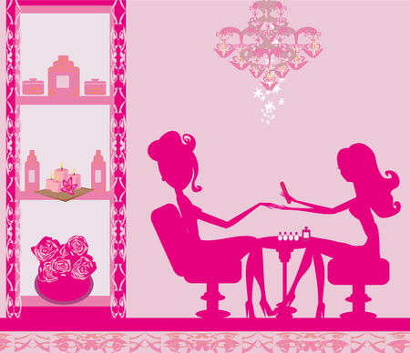 Lady doing manicure in beauty salon.のイラスト素材