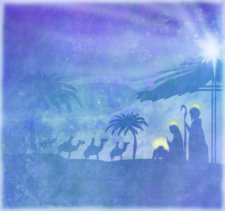 Biblical scene - Birth of Jesus in Bethlehem.の写真素材