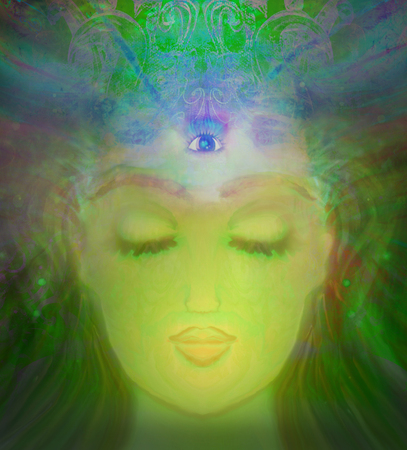 Woman with third eye, psychic supernatural sensesの写真素材