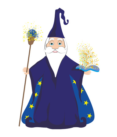 Funny wizard and magic book.のイラスト素材
