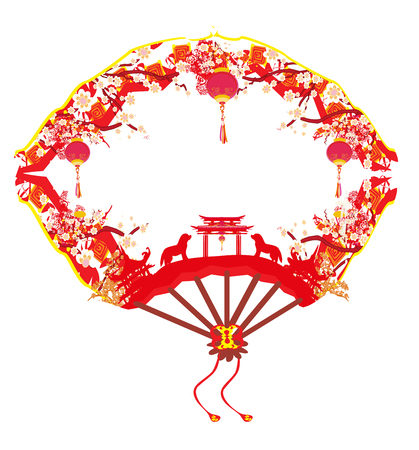 Fan card - Chinese zodiac the year of Dog illustration.のイラスト素材