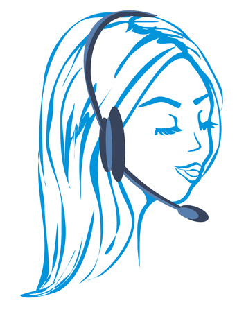 Call center female icon with headset illustration.のイラスト素材