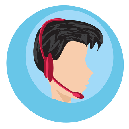 Call center icon man with headphone illustration.のイラスト素材